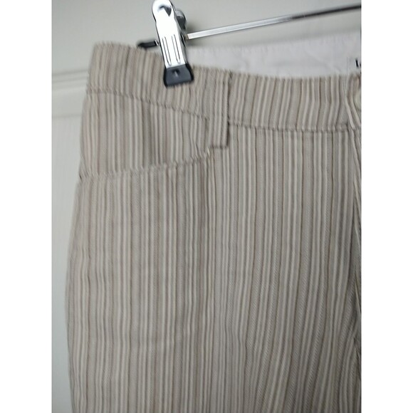 Lee Woman 10M Capri Pants Brown Pinstriped Straight Slit Leg Casual Business - Picture 3 of 11